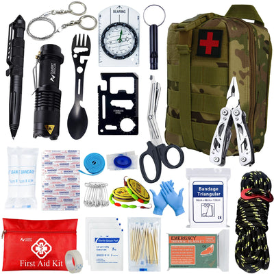Noodpakket Basis – 24-delige Survival & EHBO Kit in Waterdichte Tas