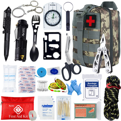 Noodpakket Basis – 24-delige Survival & EHBO Kit in Waterdichte Tas