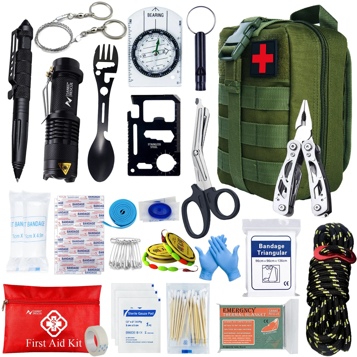 Noodpakket Basis – 24-delige Survival & EHBO Kit in Waterdichte Tas