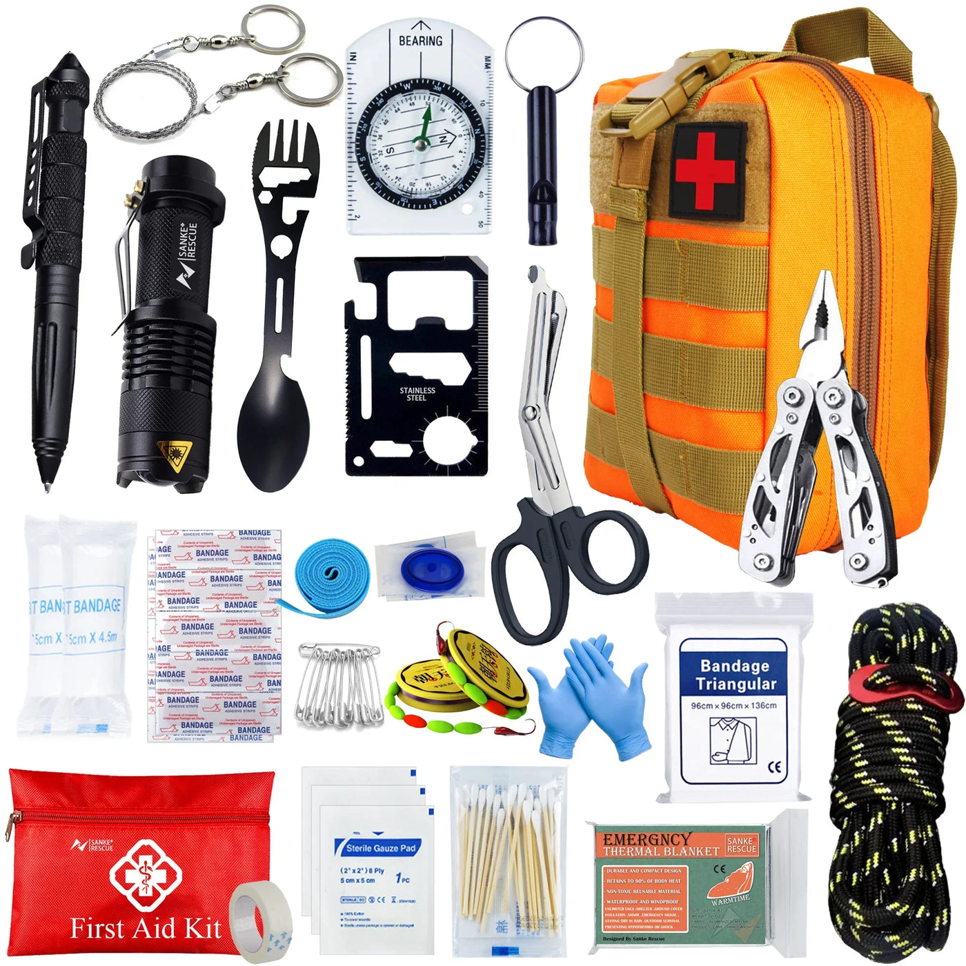 Noodpakket Basis – 24-delige Survival & EHBO Kit in Waterdichte Tas