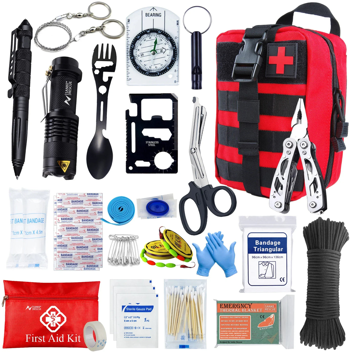 Noodpakket Basis – 24-delige Survival & EHBO Kit in Waterdichte Tas