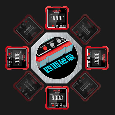 Delixi Digitale Hellingmeter met Laser & Magnetische Basis – Precisie Hoekmeter