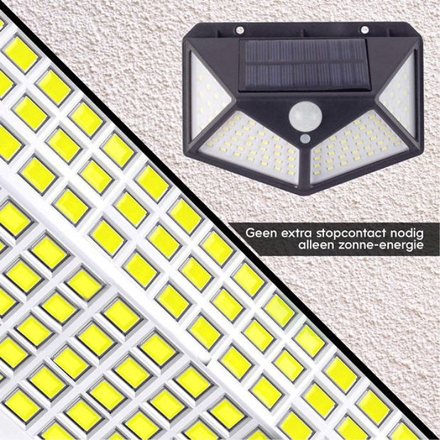 Solar LED Buiten Lamp - 100 LED Verlichting  - Verlichting op Zonne-energie IP-65